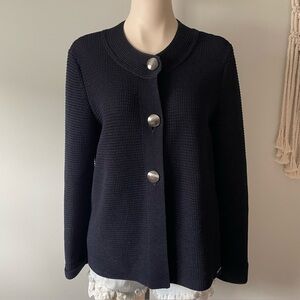 Vintage Saint James 100% Wool Knit Cardigan Waffle Button Down Preppy 80s 90s